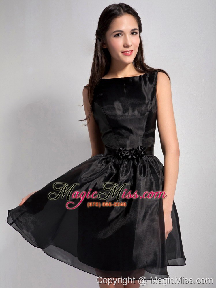 wholesale black a-line bateau mini-length taffeta and organza beading prom dress