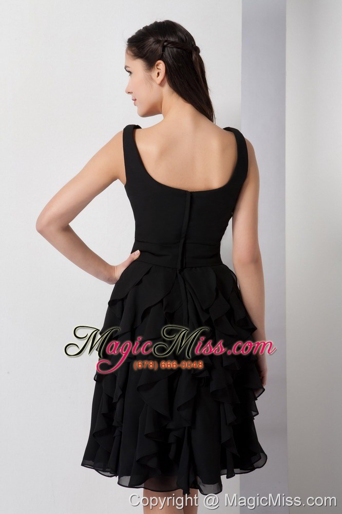 wholesale black a-line v-neck knee-length chiffon ruffles prom dress