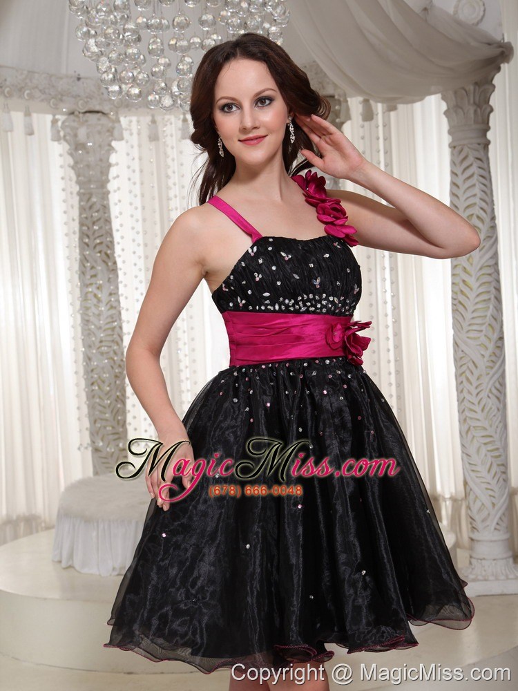 wholesale beaded organza a-line floral prom dress with hand made flowers