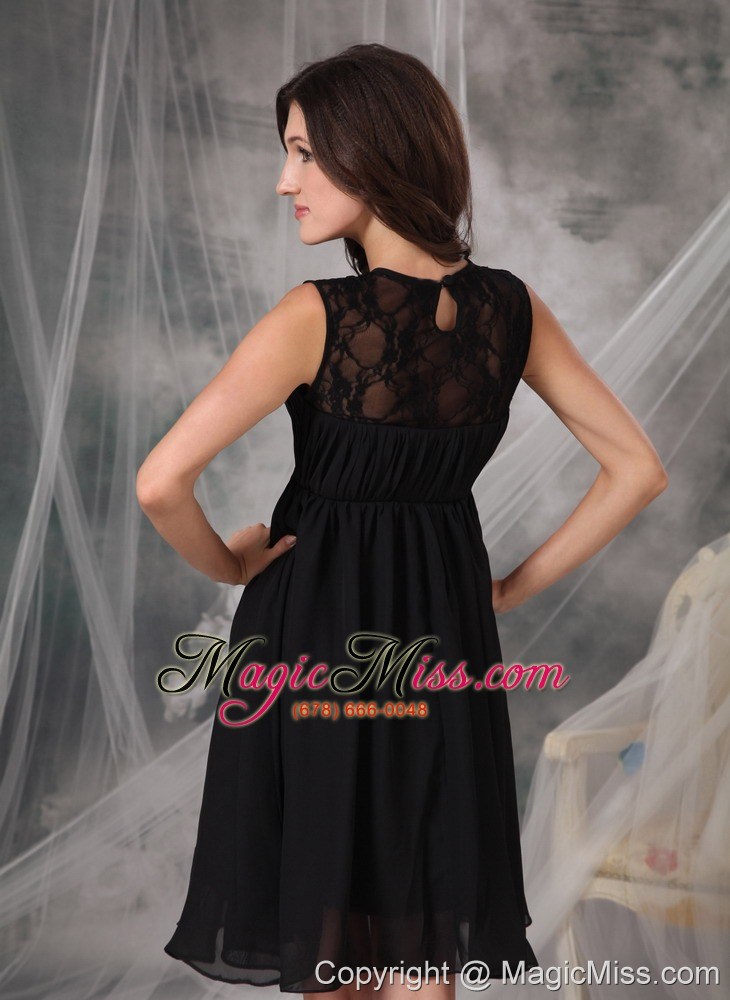 wholesale black empire high-neck knee-length chiffon lace prom dress