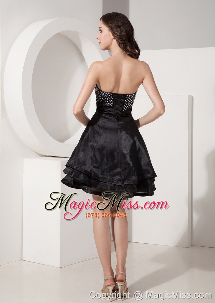 wholesale black a-line / princess sweetheart mini-length organza beading prom dress