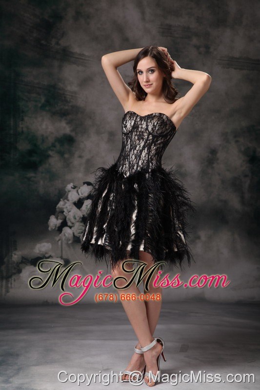 wholesale black ball gown sweetheart mini-length special fabric prom / homecoming dress