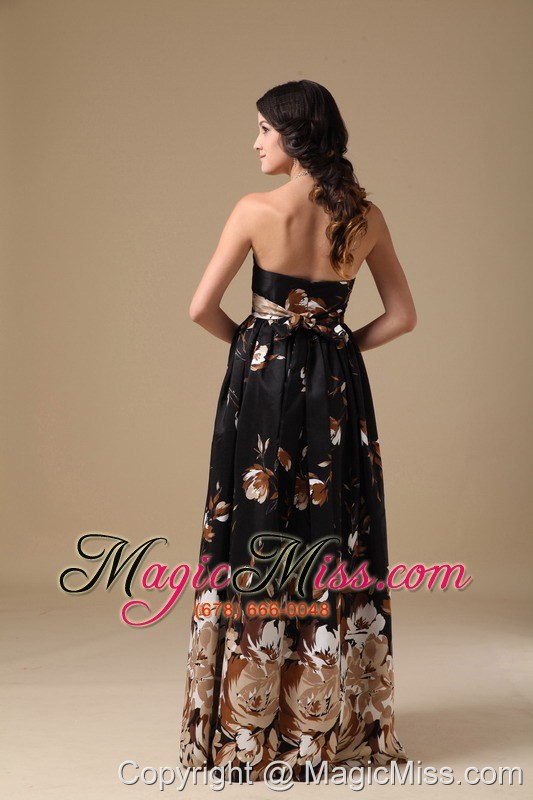 wholesale multi-color empire strapless floor-length printing prom dress