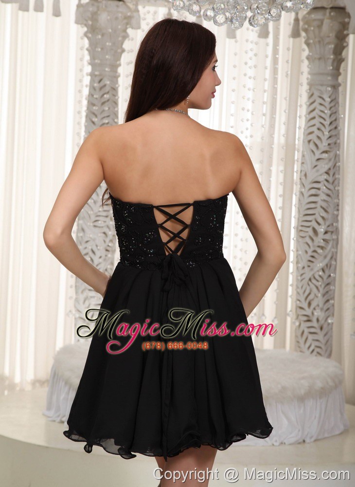 wholesale black a-line sweetheart mini-length chiffon beading prom / homecoming dress