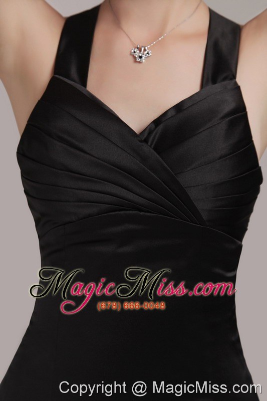 wholesale black column/sheath v-neck mini-length satin pleats prom dress