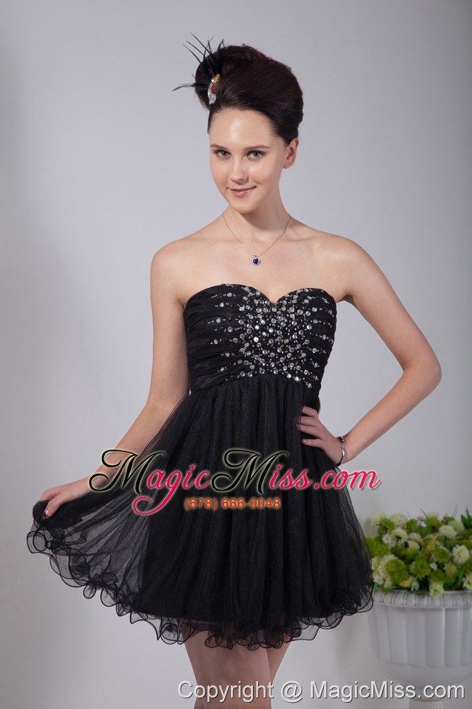 wholesale black empire sweetheart prom / homecoming dress organza beading mini-length