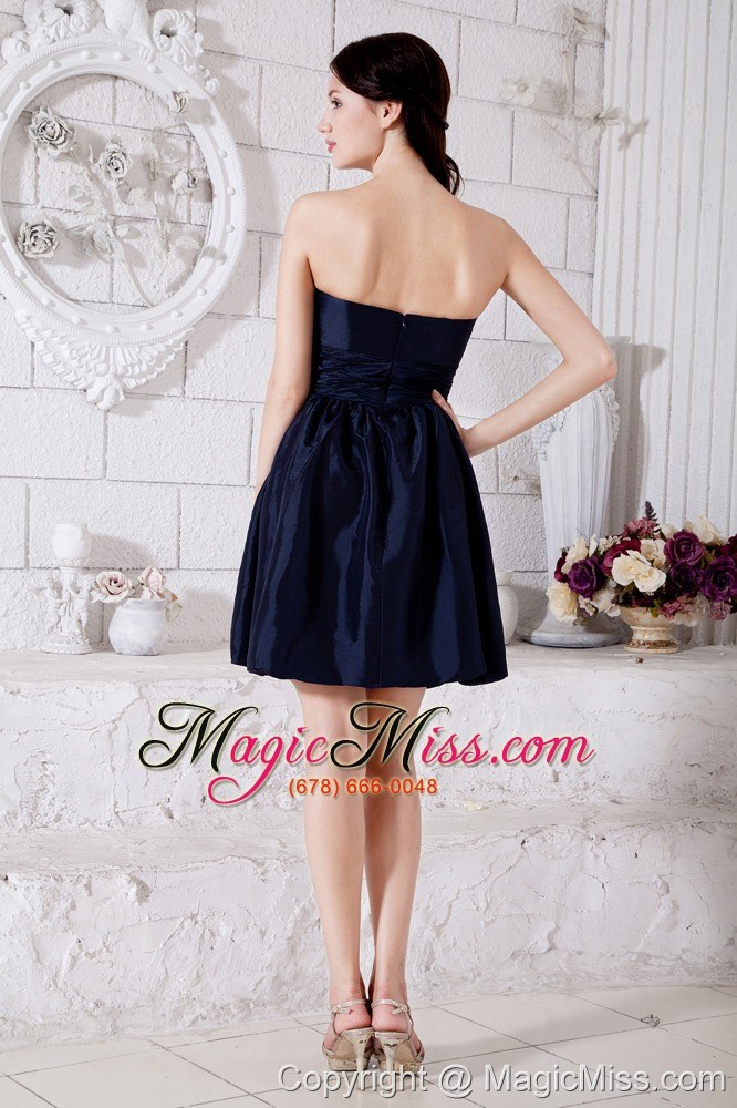 wholesale navy blue junior prom / homecoming dress ruch princess strapless mini-length taffeta