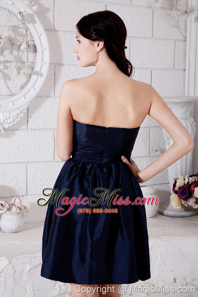 wholesale navy blue junior prom / homecoming dress ruch princess strapless mini-length taffeta