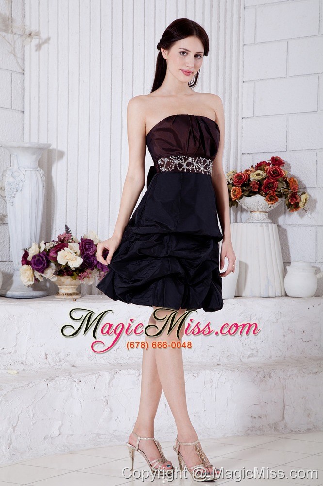 wholesale burgundy and navy blue a-line strapless mini-length taffeta beading prom / homecoming dress