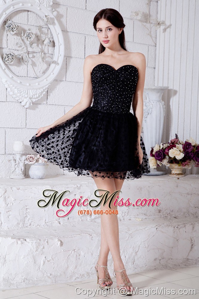 wholesale black a-line / pricess sweetheart short prom / homecoming dress special fabric beading mini-length