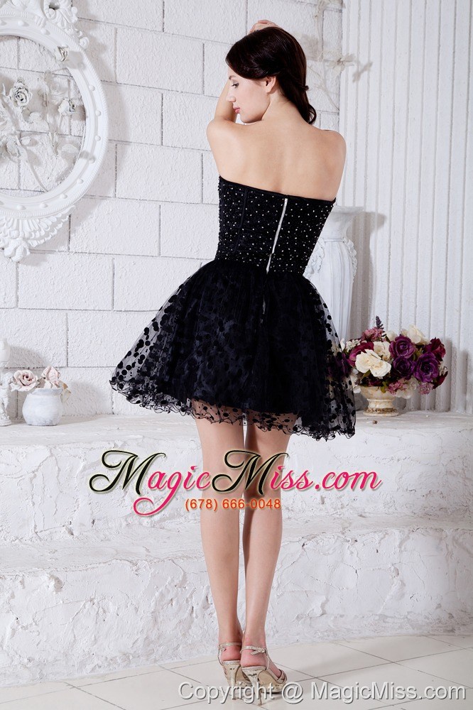wholesale black a-line / pricess sweetheart short prom / homecoming dress special fabric beading mini-length