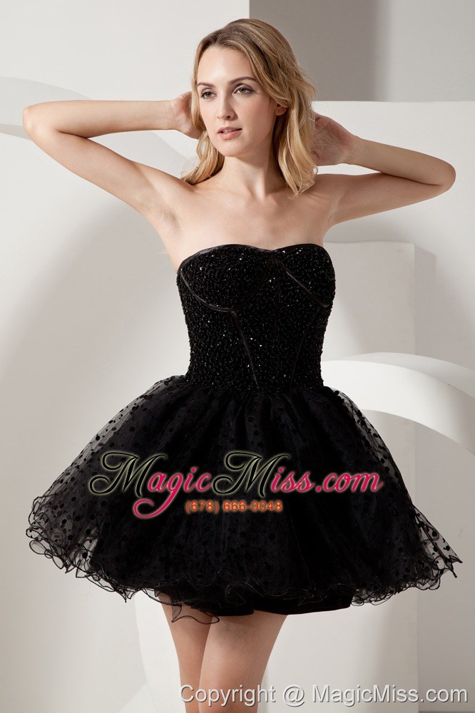 wholesale black a-line strapless beading short prom dress mini-length organza