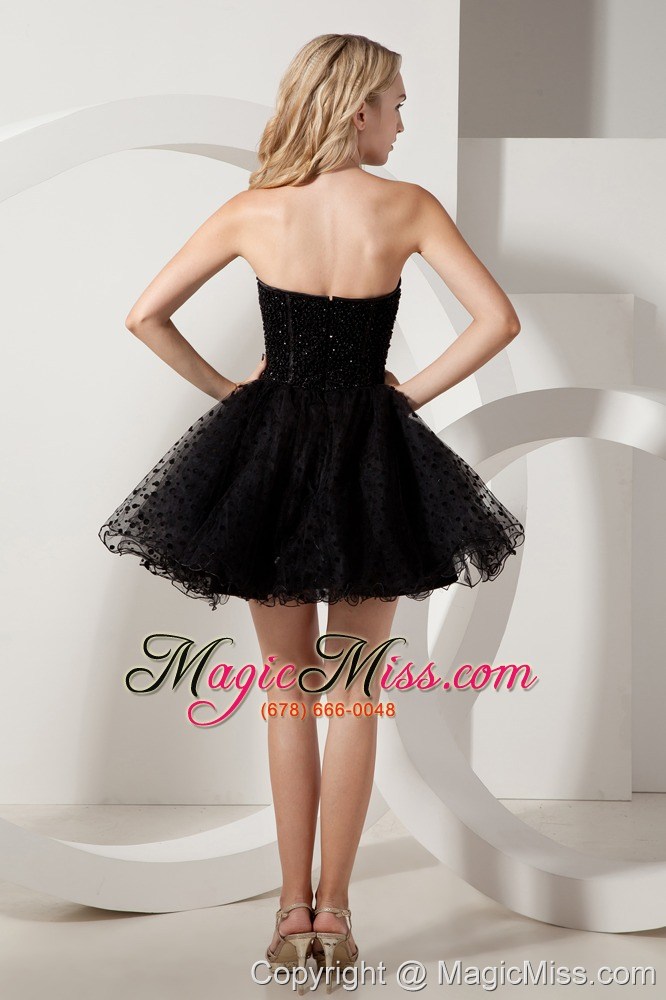 wholesale black a-line strapless beading short prom dress mini-length organza