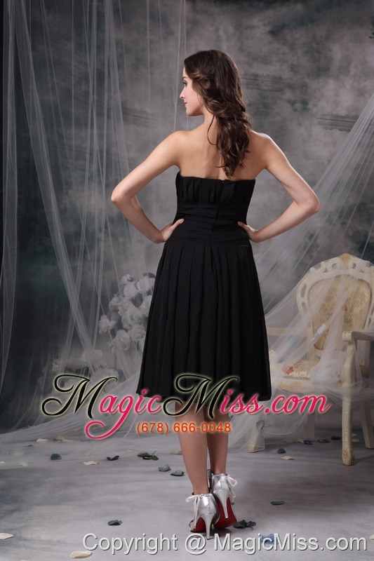 wholesale customize column strapless little black dress chiffon ruch tea-length
