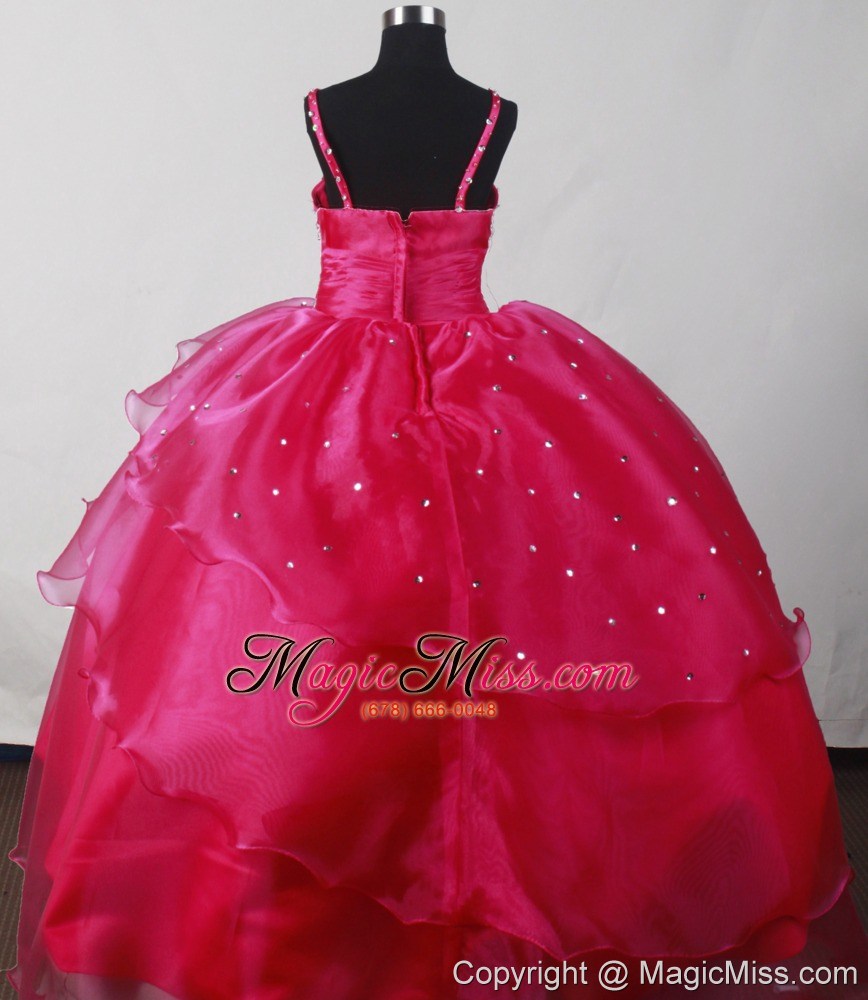 wholesale beautiful straps fuchsia little girl pageant dresses with beading organza