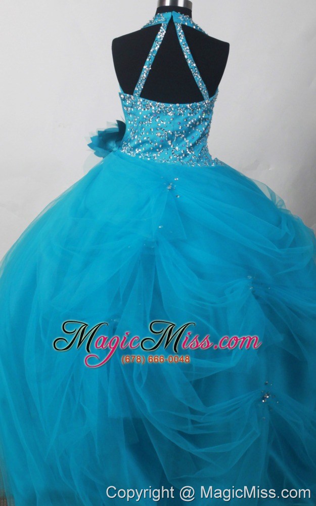 wholesale exquisite little girl pageant dresses with beaded decorate bodice and hand made flowers