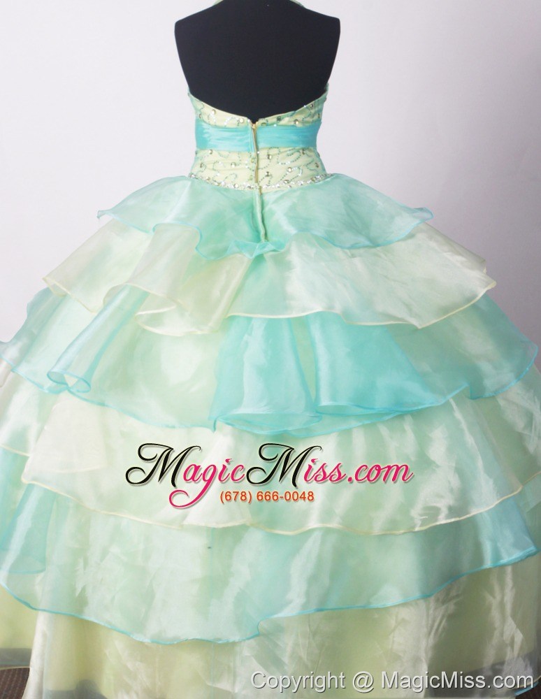 wholesale yellow green little girl pageant dresses with beading hand made flower