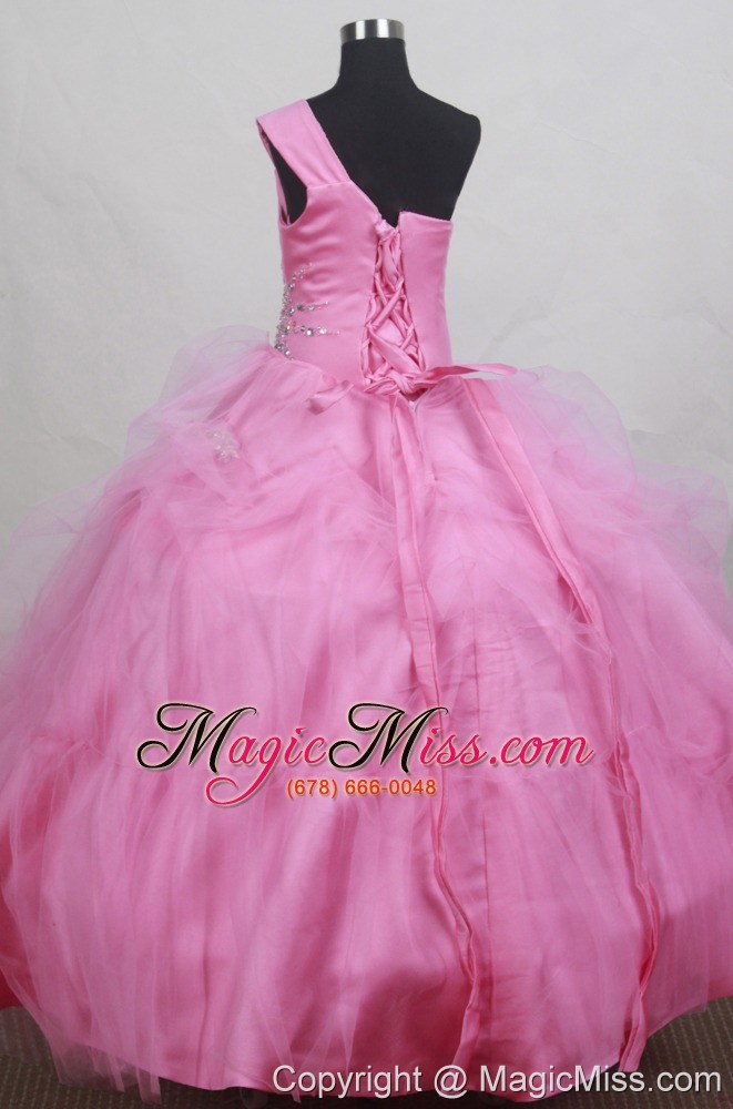 wholesale sweet beading ball gown one shoulder little girl pageant dress floor-length