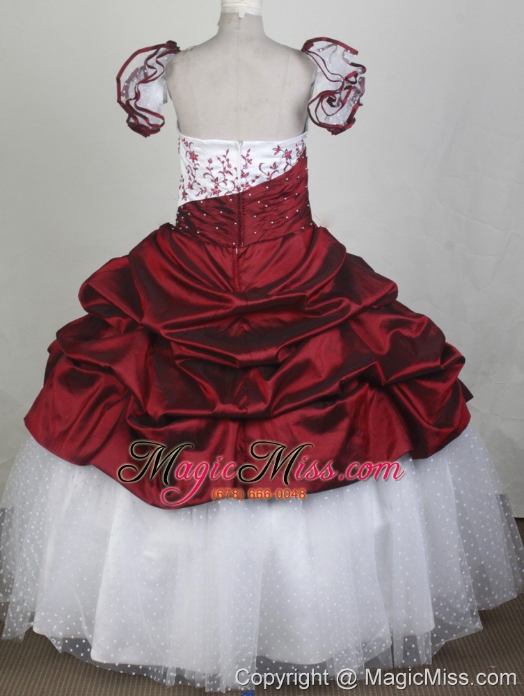 wholesale 2013 new custom made embroidery red and white flower girl pageant dress