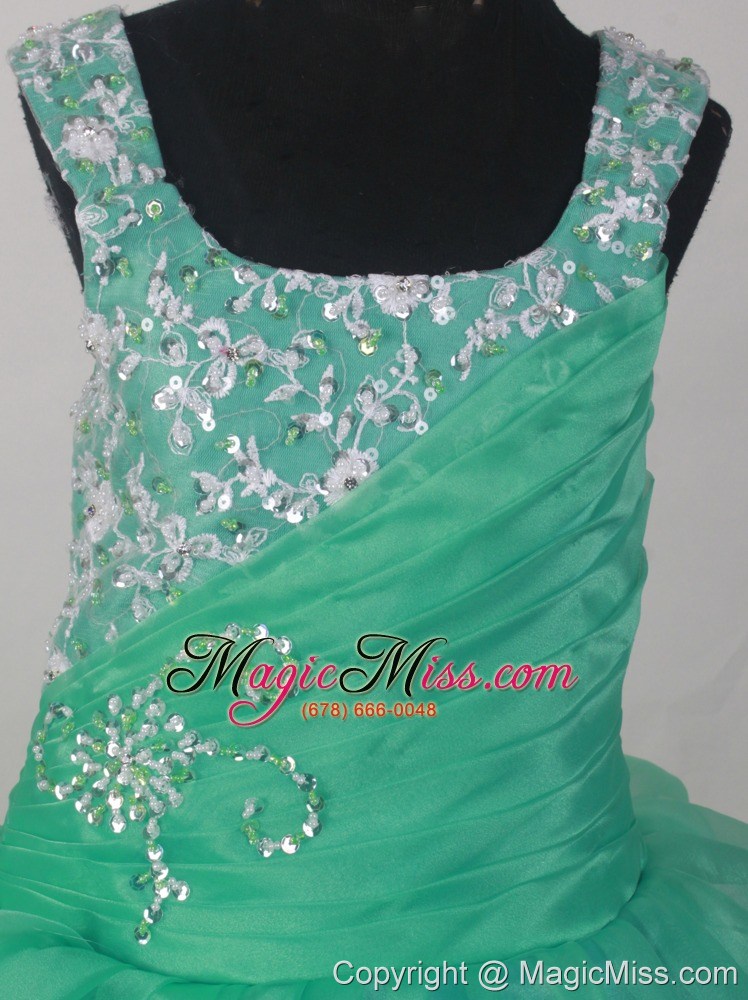 wholesale 2013 popular sweetheart flower girl pageant dress with appliques and ruch decorate turquoise