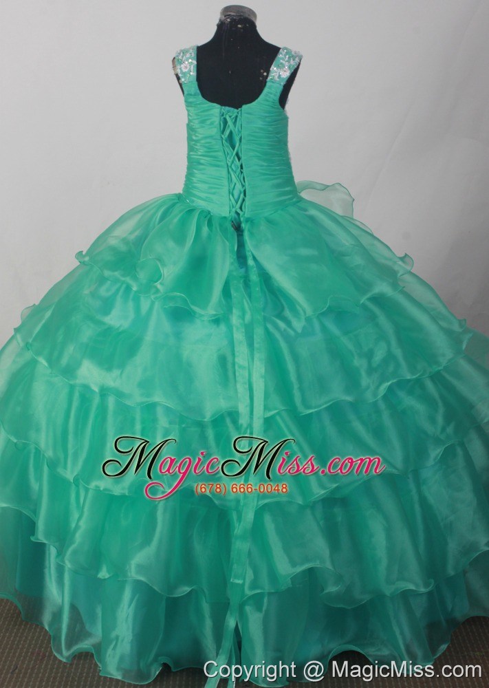 wholesale 2013 popular sweetheart flower girl pageant dress with appliques and ruch decorate turquoise