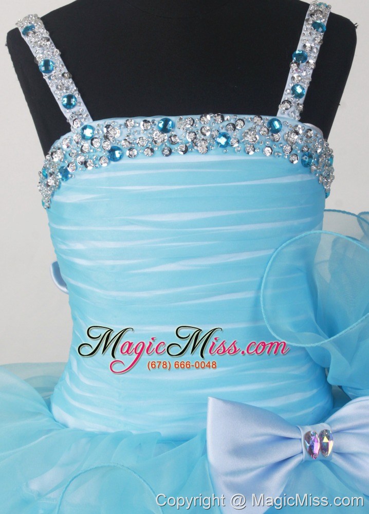 wholesale custom made for affordable little girl pageant dresses with beading bow and ruffled layers