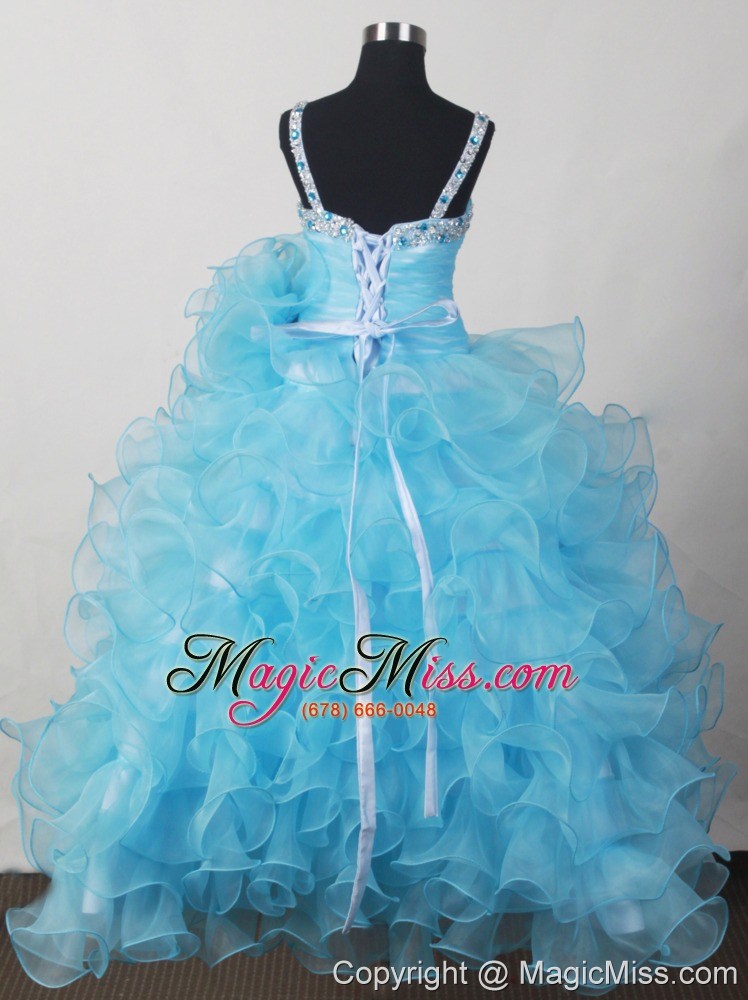 wholesale custom made for affordable little girl pageant dresses with beading bow and ruffled layers