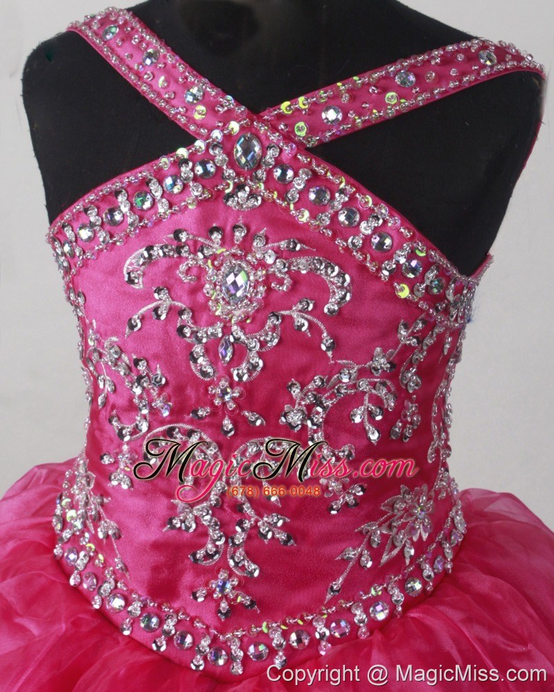wholesale little girl pageant dresses with v-neck and beading