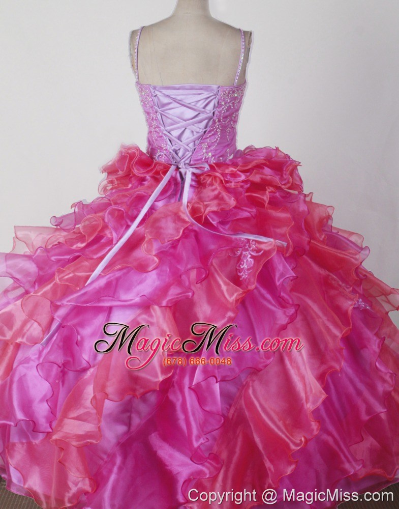 wholesale brand new ball gown little girl pageant dress beading and ruffles spaghetti straps floor-length