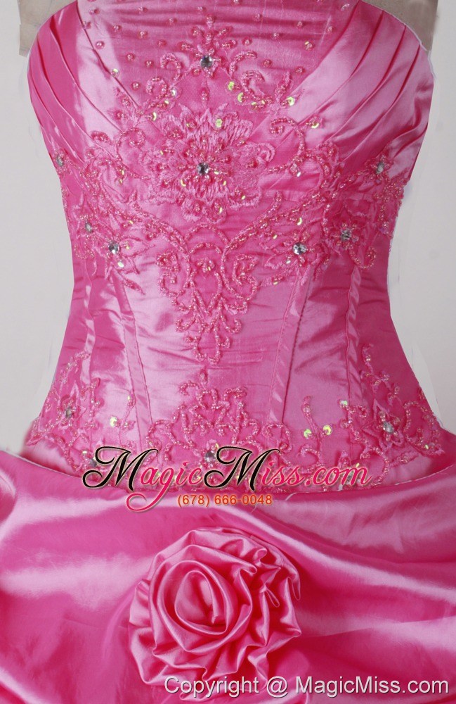 wholesale luxurious ball gown beading and hand made flowers strapless floor-length little girl pageant dress