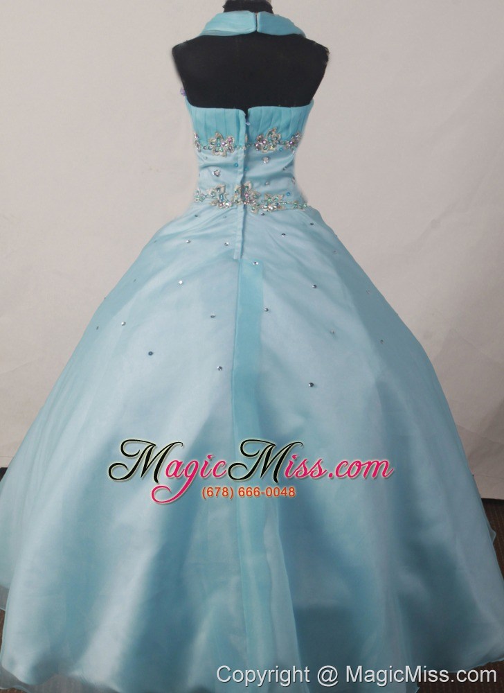 wholesale brand new ball gown beading little girl pageant dress halter floor-length