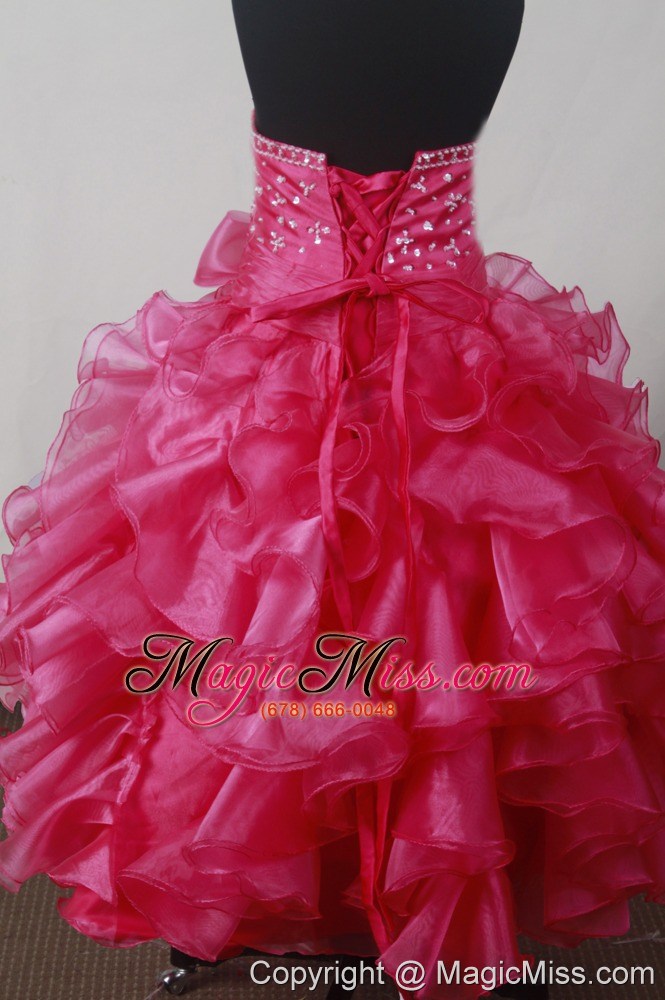 wholesale beading bowknot ruffles luxurious ball gown little girl pageant dress halter floor-length