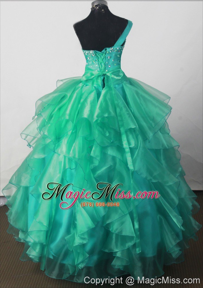 wholesale elegant beading ball gown one-shoulder floor-length little girl pageant dress