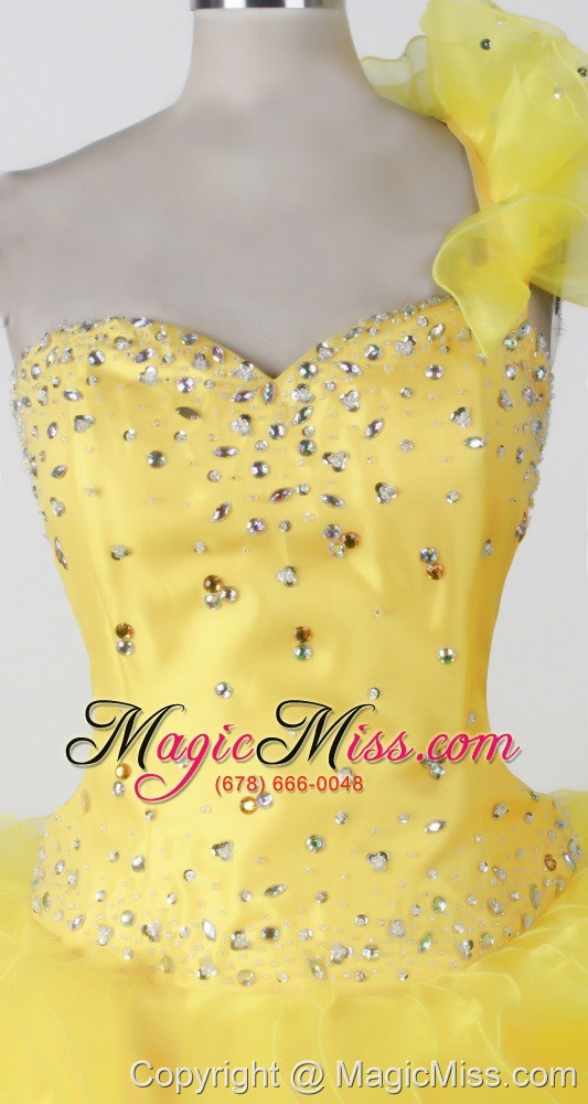 wholesale elegant beading ruffles ball gown one shouldder floor-length little girl pageant dress