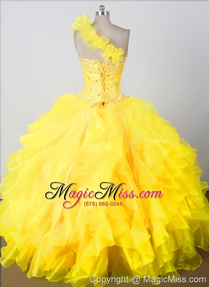 wholesale elegant beading ruffles ball gown one shouldder floor-length little girl pageant dress