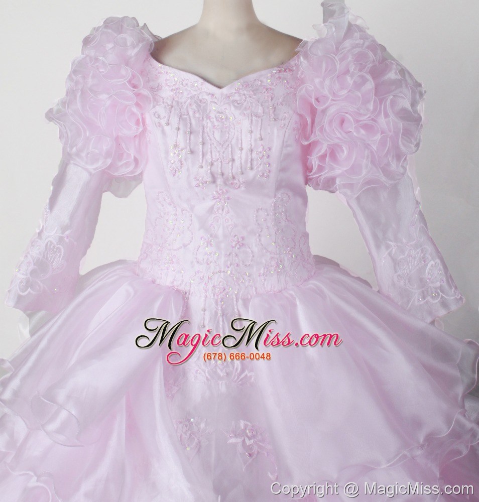 wholesale embroidery with beading beautiful ball gown little gril pageant dress v-neck floor-length