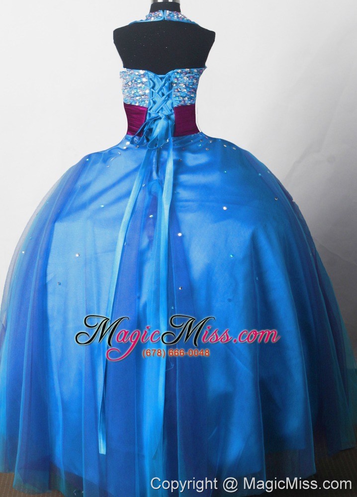 wholesale beaded decorate bodice sweet ball gown little gril pageant dress halter top floor-length