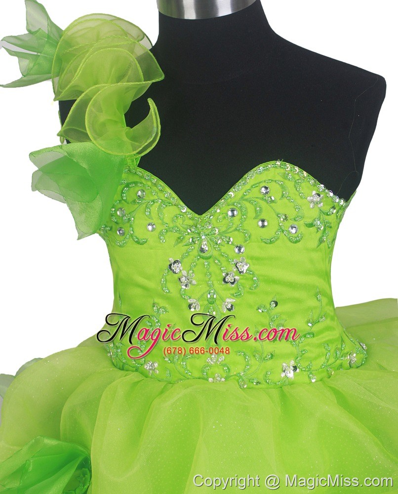 wholesale beading cute ball gown little gril pageant dress one shoulder floor-length