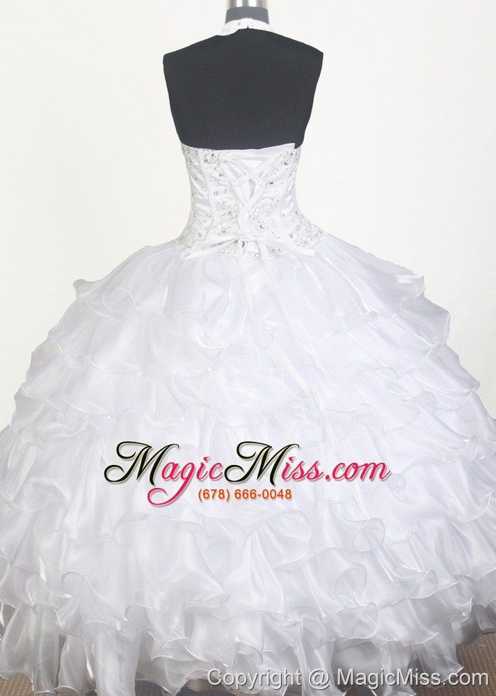 wholesale lovely beading ruffled layers ball gown little gril pageant dress halter top floor-length
