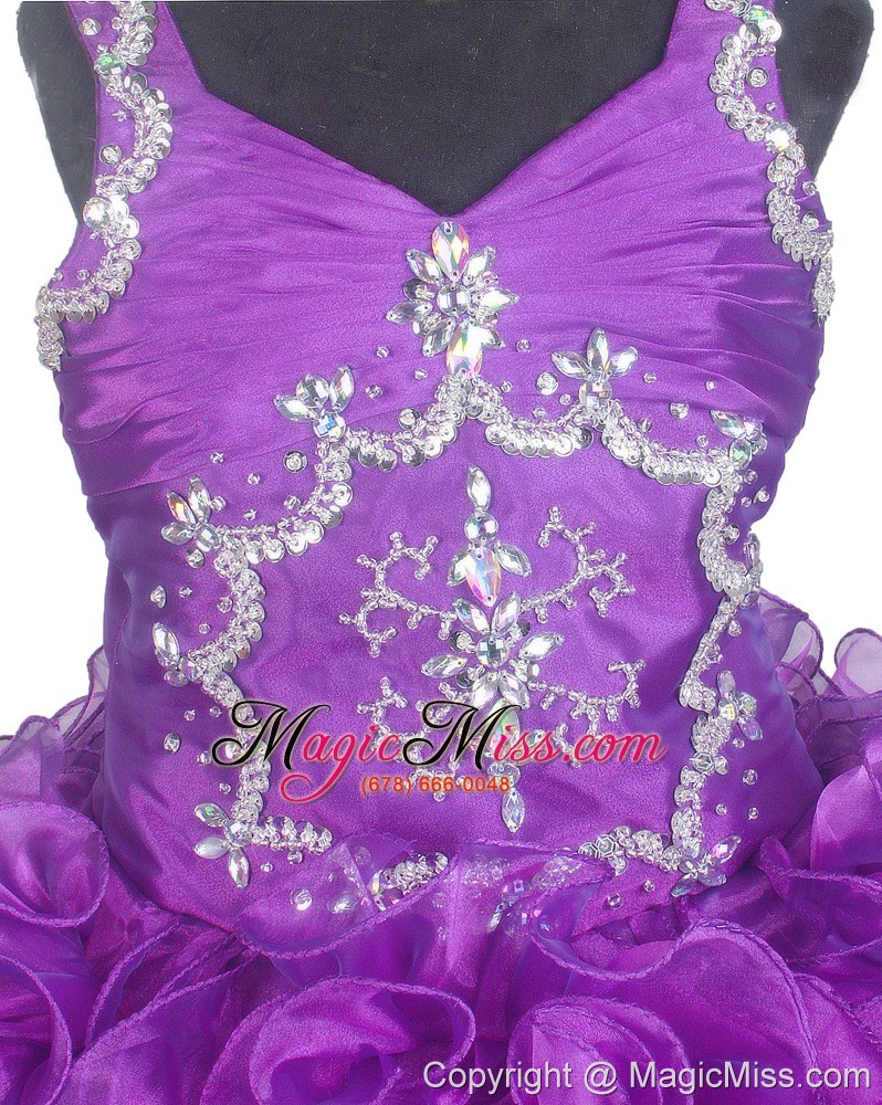 wholesale luxurious beading and ruffles ball gown v-neck little gril pageant dress floor-length