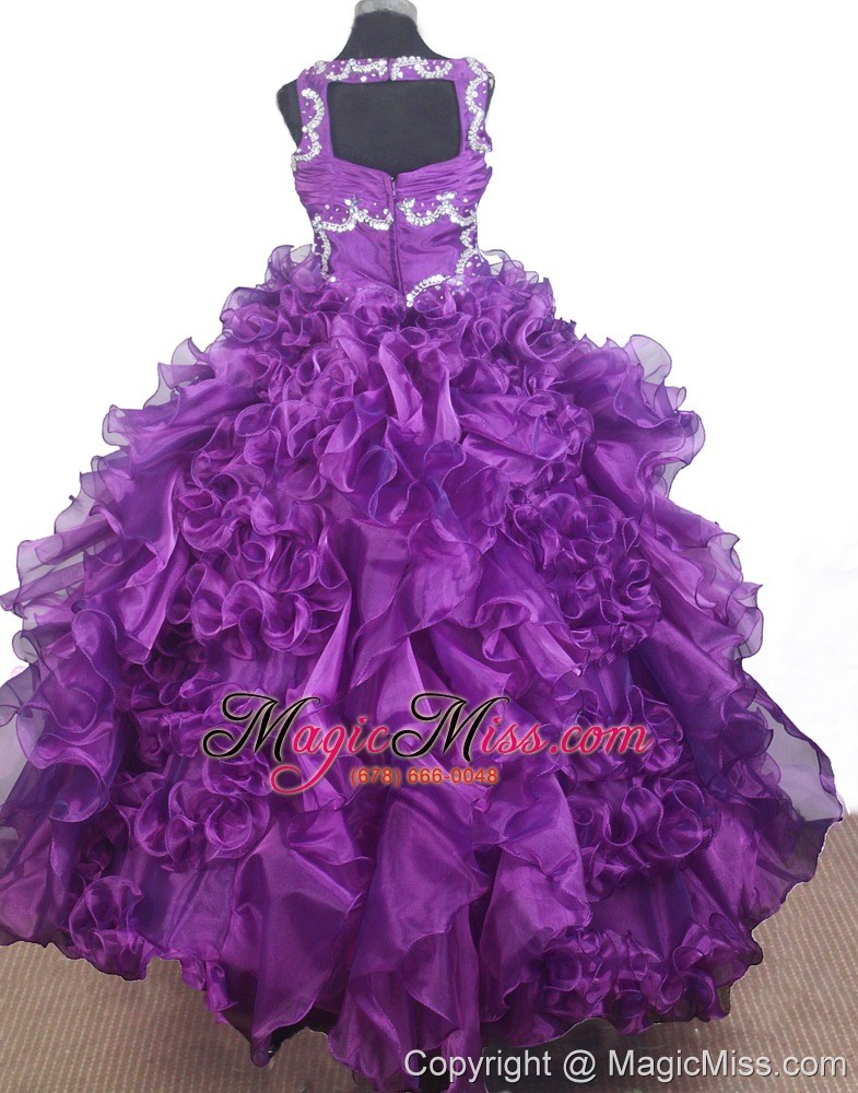 wholesale luxurious beading and ruffles ball gown v-neck little gril pageant dress floor-length