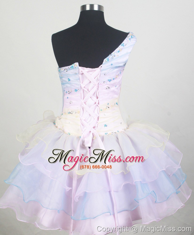 wholesale one shoulder and ruffled layers for colorful little girl pageant dresses with beading