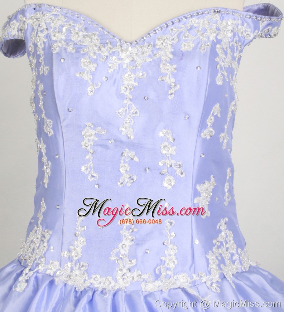 wholesale off the shoulder little girl pageant dresses with lilac and appliques