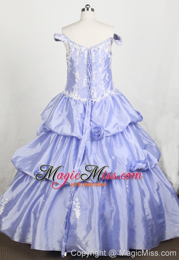 wholesale off the shoulder little girl pageant dresses with lilac and appliques