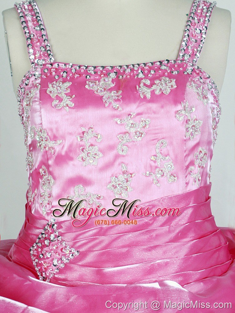 wholesale rose pink and appliqes for lovely little girl pageant dresses