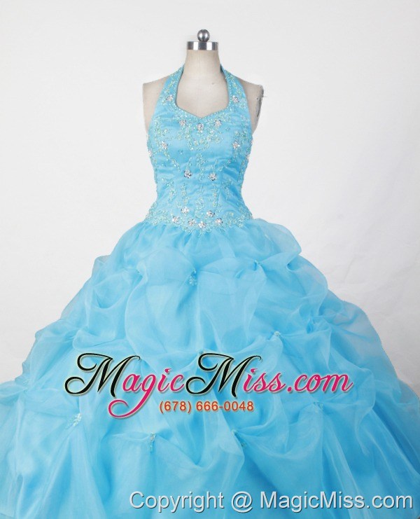 wholesale halter and baby blue for appliques little girl pageant dresses