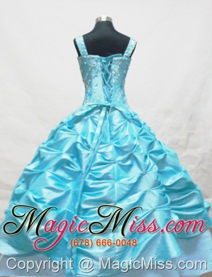 wholesale baby blue little girl pageant dresses with appliques and pick-ups