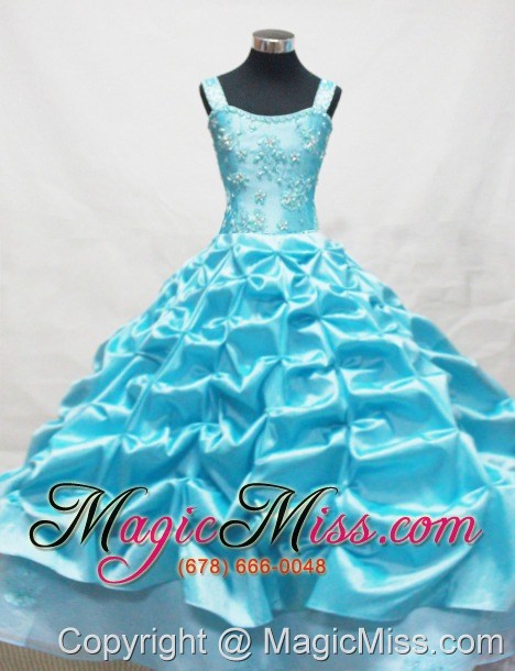 wholesale baby blue little girl pageant dresses with appliques and pick-ups
