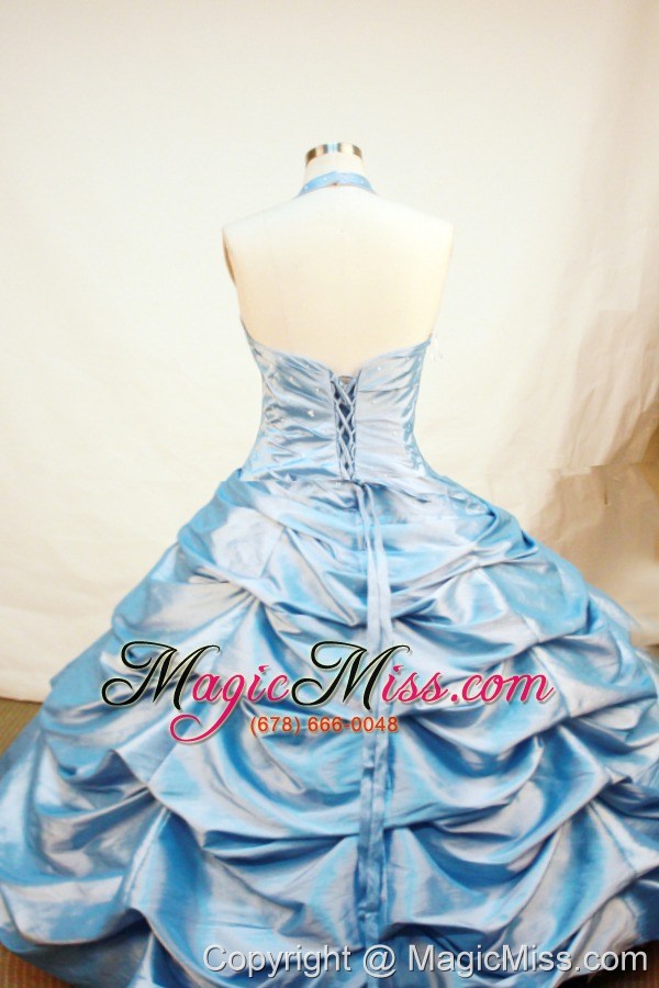 wholesale blue little girl pageant dresses with pick-ups and beading