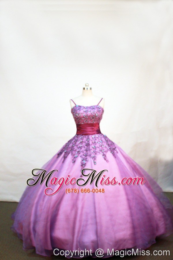 wholesale lovely purple little girl pageant dresses with appliques and straps